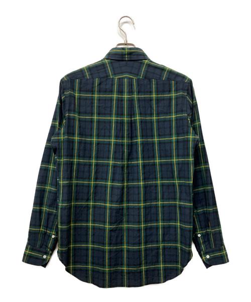 BEAMS F（ビームスエフ）BEAMS F (ビームスエフ) コットンリネン タータンチェック ボタンダウンシャツ グリーン×ネイビー サイズ:39の古着・服飾アイテム