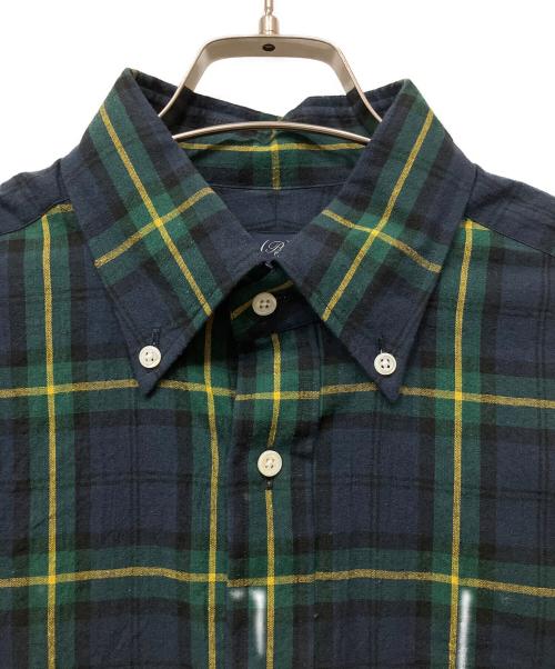 BEAMS F（ビームスエフ）BEAMS F (ビームスエフ) コットンリネン タータンチェック ボタンダウンシャツ グリーン×ネイビー サイズ:39の古着・服飾アイテム