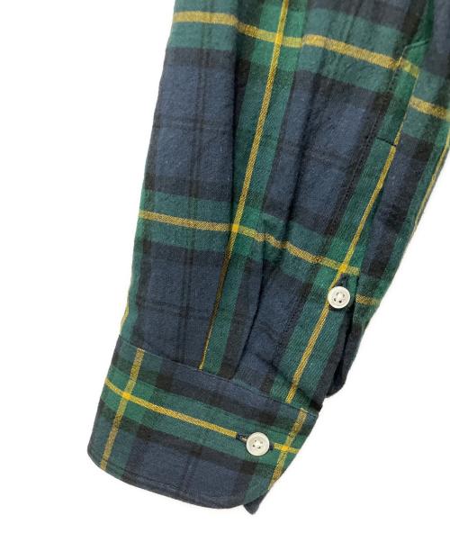 BEAMS F（ビームスエフ）BEAMS F (ビームスエフ) コットンリネン タータンチェック ボタンダウンシャツ グリーン×ネイビー サイズ:39の古着・服飾アイテム
