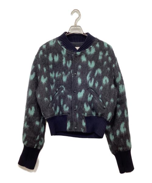 JIL SANDER（ジルサンダー）JIL SANDER (ジルサンダー) ブラッシュド ウール＆モヘヤ レオパードジャケット グリーン×ブラック サイズ:46の古着・服飾アイテム