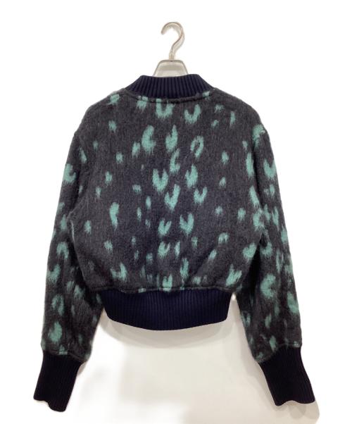 JIL SANDER（ジルサンダー）JIL SANDER (ジルサンダー) ブラッシュド ウール＆モヘヤ レオパードジャケット グリーン×ブラック サイズ:46の古着・服飾アイテム