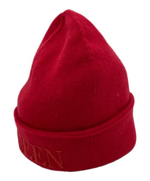 ALEXANDER McQUEEN（アレキサンダーマックイーン）ALEXANDER McQUEEN (アレキサンダーマックイーン) カシミヤウールロゴニット帽 レッド サイズ:Mの古着・服飾アイテム