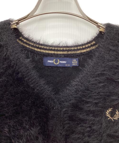 FRED PERRY（フレッドペリー）FRED PERRY (フレッドペリー) RAY BEAMS (レイ ビームス) Fluffy V-neck Knit Cardigan ブラック サイズ:UK 10の古着・服飾アイテム