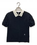 BLUE LABEL CRESTBRIDGEブルーレーベルクレストブリッジ）の古着「ドライレーヨンストレッチ襟付きプルオーバー」｜ブラック