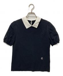 BLUE LABEL CRESTBRIDGE（ブルーレーベルクレストブリッジ）の古着「ドライレーヨンストレッチ襟付きプルオーバー」｜ブラック