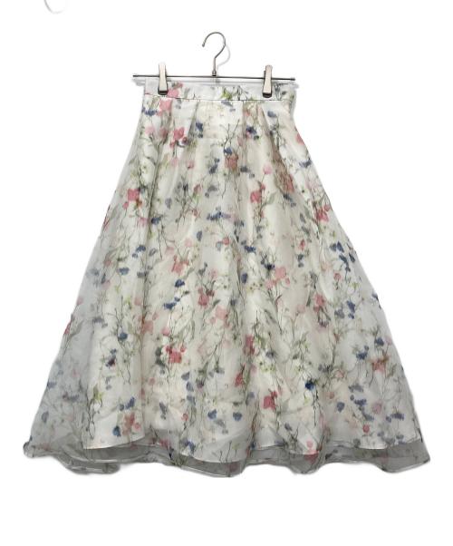 CELFORD（セルフォード）CELFORD (セルフォード) レイヤードフラワープリントスカート ホワイト サイズ:36の古着・服飾アイテム