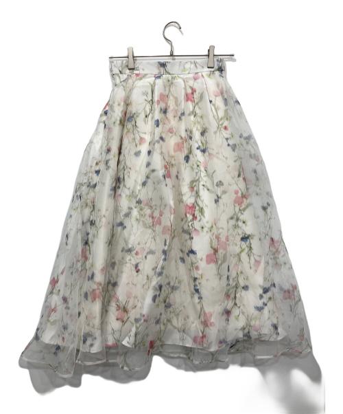 CELFORD（セルフォード）CELFORD (セルフォード) レイヤードフラワープリントスカート ホワイト サイズ:36の古着・服飾アイテム