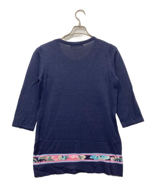 LEONARD（レオナール）LEONARD (レオナール) ラインストーンフラワーニット ネイビー サイズ:38の古着・服飾アイテム