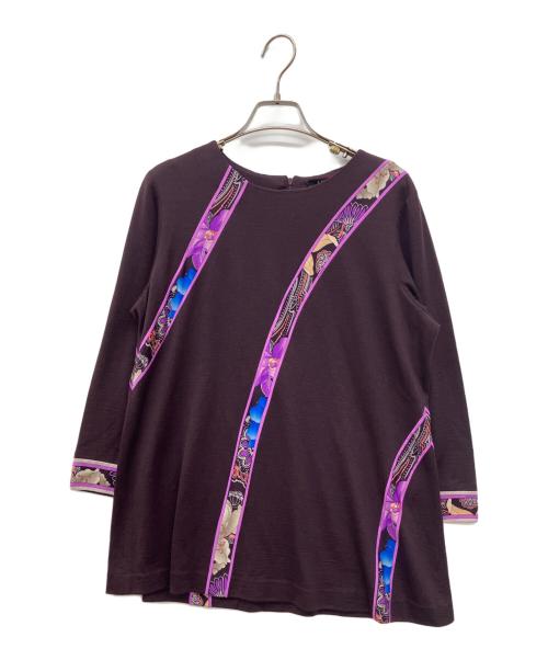 LEONARD（レオナール）LEONARD (レオナール) 7分袖カットソー　チュニック パープル サイズ:42の古着・服飾アイテム