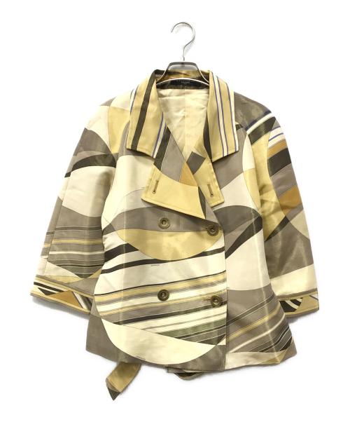 LEONARD（レオナール）LEONARD (レオナール) シルク混ベルテッドジャケット ベージュ サイズ:11Rの古着・服飾アイテム