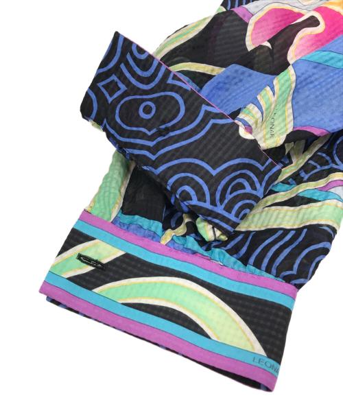 LEONARD（レオナール）LEONARD (レオナール) 長袖総柄シルクブラウス ブルー サイズ:38の古着・服飾アイテム