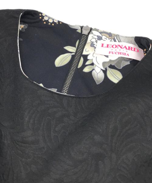 LEONARD（レオナール）LEONARD (レオナール) フラワープリントジャガードワンピース ブラック サイズ:36の古着・服飾アイテム