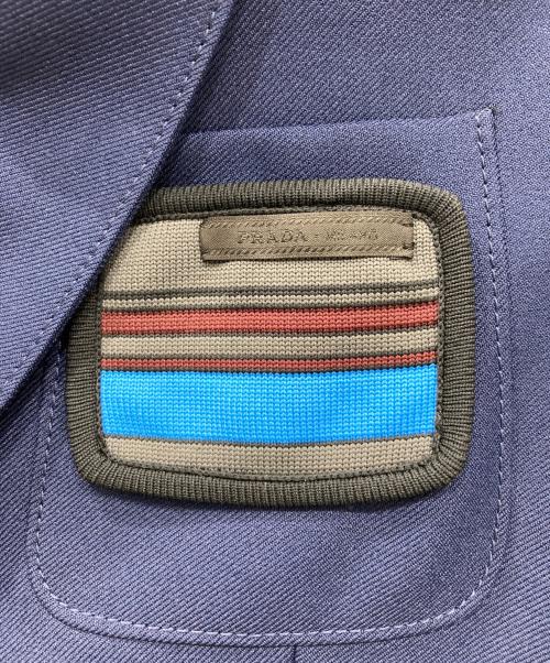 PRADA（プラダ）PRADA (プラダ) ロゴパッチ2Bシングルジャケット ネイビー サイズ:46の古着・服飾アイテム