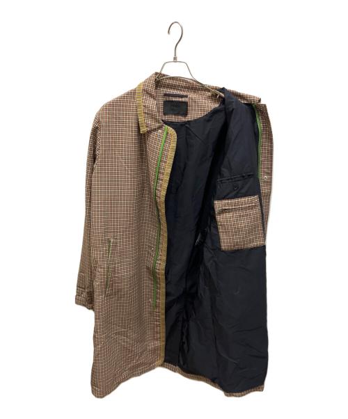 PRADA（プラダ）PRADA (プラダ) チェックステンカラーコート ブラウン サイズ:46の古着・服飾アイテム