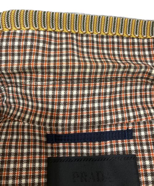 PRADA（プラダ）PRADA (プラダ) チェックステンカラーコート ブラウン サイズ:46の古着・服飾アイテム