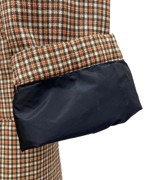 PRADA（プラダ）PRADA (プラダ) チェックステンカラーコート ブラウン サイズ:46の古着・服飾アイテム