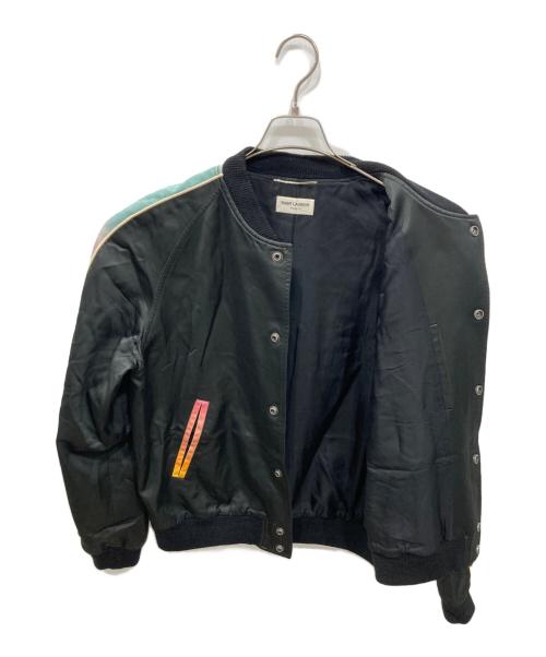 Saint Laurent Paris（サンローランパリ）Saint Laurent Paris (サンローランパリ) サテンパンサージャケット ブラック サイズ:48の古着・服飾アイテム