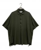 Graphpaperグラフペーパー）の古着「Viscose Ponte S/S Yoke Sleeve Shirt」｜グリーン