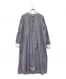 SIWALY fluid（シワリーフルイド）の古着「Stand Collar Long Shirt」｜ネイビー