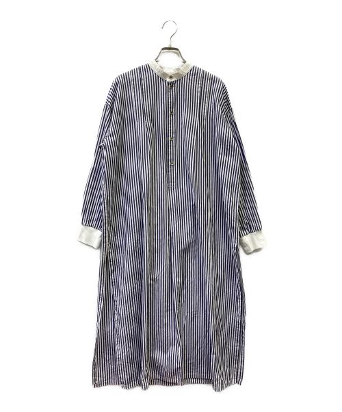 SIWALY fluid（シワリーフルイド）SIWALY fluid (シワリーフルイド) Stand Collar Long Shirt ネイビー サイズ:Freeの古着・服飾アイテム