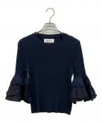 MUVEILミュベール）の古着「フリルスリーブプルオーバー」｜ネイビー