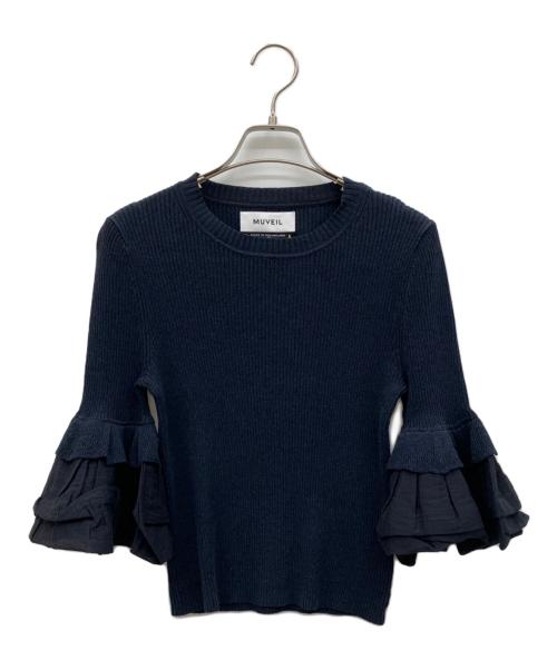 MUVEIL（ミュベール）MUVEIL (ミュベール) フリルスリーブプルオーバー ネイビー サイズ:36 未使用品の古着・服飾アイテム