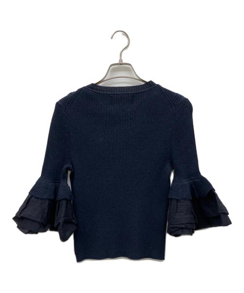 MUVEIL（ミュベール）MUVEIL (ミュベール) フリルスリーブプルオーバー ネイビー サイズ:36 未使用品の古着・服飾アイテム