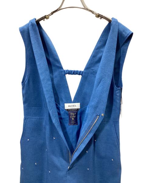 MUVEIL（ミュベール）MUVEIL (ミュベール) 水しぶきビジューサロペット ブルー サイズ:38の古着・服飾アイテム