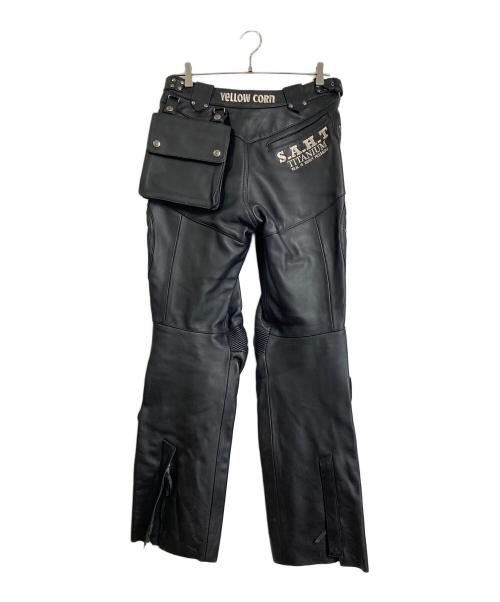 YELLOW CORN（イエローコーン）YeLLOW CORN (イエローコーン) チタニウムレザーパンツ　バイクパンツ　モータースポーツ ブラック サイズ:Lの古着・服飾アイテム