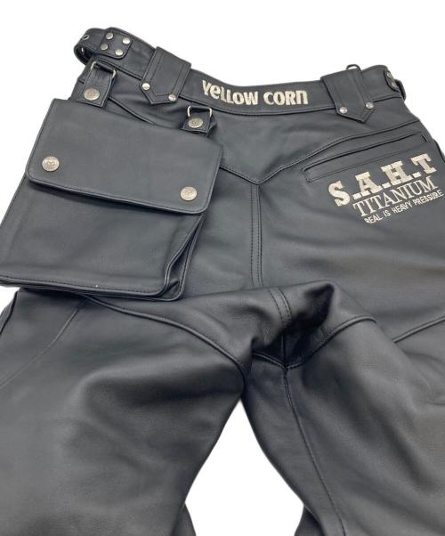 YELLOW CORN（イエローコーン）YeLLOW CORN (イエローコーン) チタニウムレザーパンツ　バイクパンツ　モータースポーツ ブラック サイズ:Lの古着・服飾アイテム