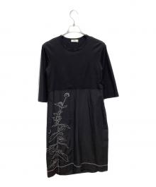 JIL SANDER（ジルサンダー）の古着「花刺繍カットソーワンピース」｜ブラック