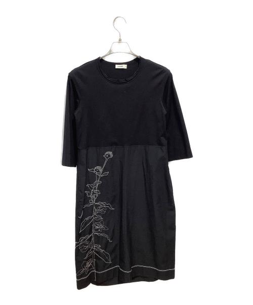 JIL SANDER（ジルサンダー）JIL SANDER (ジルサンダー) 花刺繍カットソーワンピース ブラック サイズ:Sの古着・服飾アイテム
