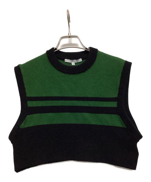 UN3D.（アンスリード）UN3D. (アンスリード) 2トーンボーダーニットベストセットシャツ グリーン×ブラック サイズ:36の古着・服飾アイテム
