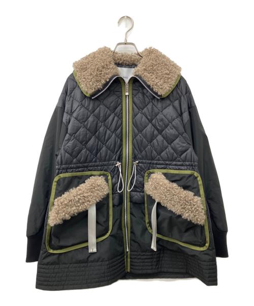 UN3D.（アンスリード）UN3D. (アンスリード) ファブリックミックスミドルコート ブラック サイズ:36の古着・服飾アイテム