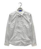BLUE LABEL CRESTBRIDGEブルーレーベルクレストブリッジ）の古着「ヴィーナスサテンフリルブラウス」｜ホワイト