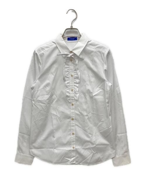 BLUE LABEL CRESTBRIDGE（ブルーレーベルクレストブリッジ）BLUE LABEL CRESTBRIDGE (ブルーレーベルクレストブリッジ) ヴィーナスサテンフリルブラウス ホワイト サイズ:36 未使用品の古着・服飾アイテム
