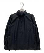 BLUE LABEL CRESTBRIDGEブルーレーベルクレストブリッジ）の古着「フリルネックボウタイブラウス」｜ブラック