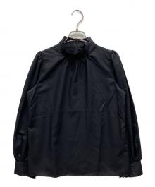 BLUE LABEL CRESTBRIDGE（ブルーレーベルクレストブリッジ）の古着「フリルネックボウタイブラウス」｜ブラック