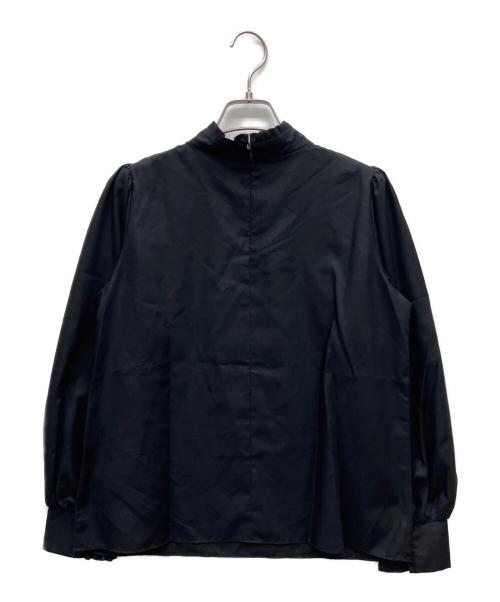 BLUE LABEL CRESTBRIDGE（ブルーレーベルクレストブリッジ）BLUE LABEL CRESTBRIDGE (ブルーレーベルクレストブリッジ) フリルネックボウタイブラウス ブラック サイズ:36 未使用品の古着・服飾アイテム