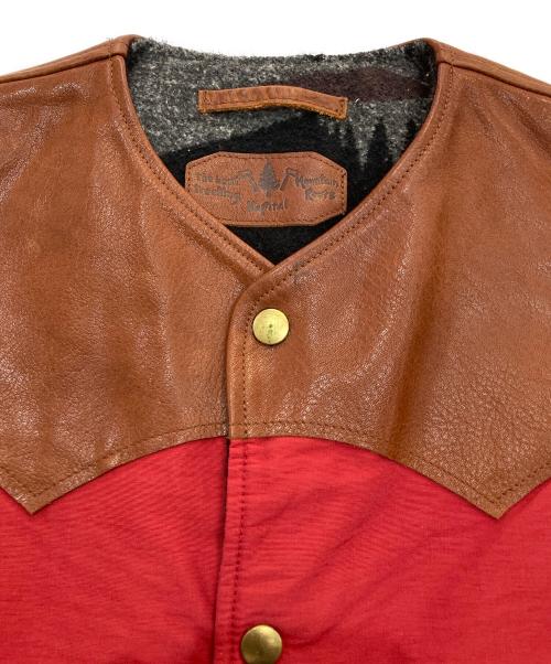 KAPITAL（キャピタル）KAPITAL (キャピタル) レザー切替ベスト　裏オルテガ柄 レッド×グレー サイズ:0の古着・服飾アイテム