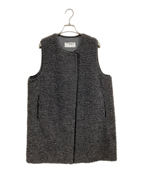 THREE DOTS（スリードッツ）THREE DOTS (スリードッツ) プードルボア ロングベスト ブラック サイズ:Sの古着・服飾アイテム