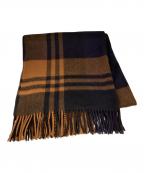 JOSHUA ELLISジョシュア エリス）の古着「カシミヤ 大判チェックマフラー」｜ブラウン×ネイビー