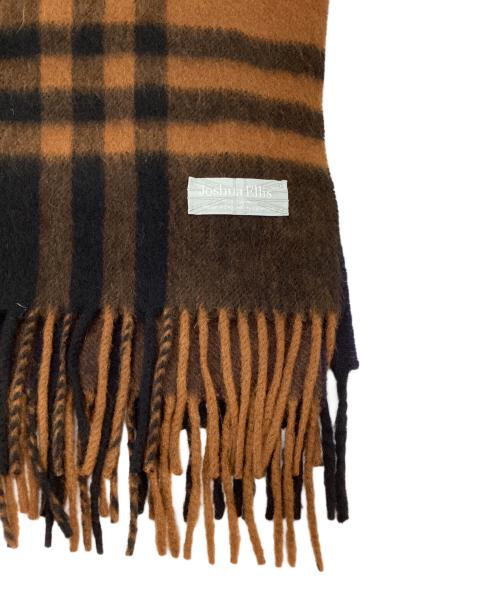 JOSHUA ELLIS（ジョシュア エリス）JOSHUA ELLIS (ジョシュア エリス) カシミヤ 大判チェックマフラー ブラウン×ネイビーの古着・服飾アイテム