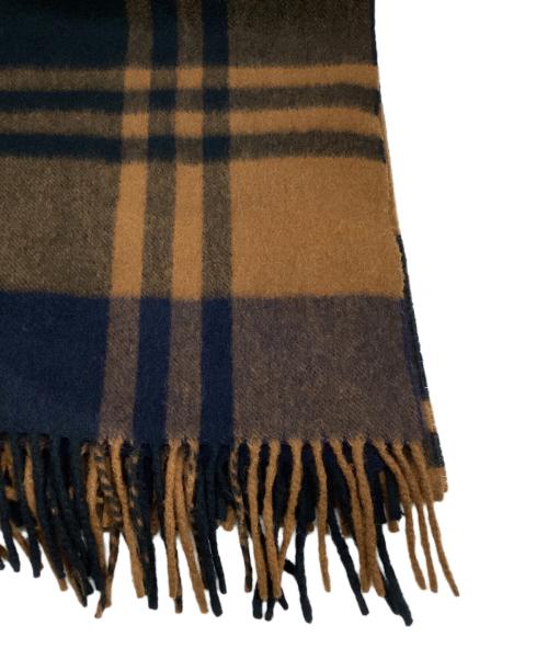 JOSHUA ELLIS（ジョシュア エリス）JOSHUA ELLIS (ジョシュア エリス) カシミヤ 大判チェックマフラー ブラウン×ネイビーの古着・服飾アイテム
