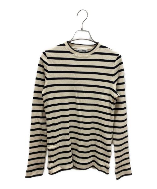 JIL SANDER+（ジルサンダープラス）JIL SANDER+ (ジルサンダープラス) Logo Patch Striped T-Shirt アイボリー サイズ:XSの古着・服飾アイテム