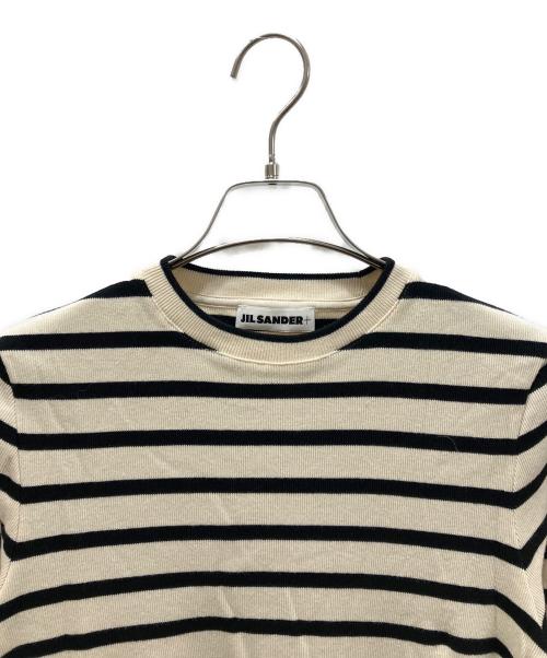JIL SANDER+（ジルサンダープラス）JIL SANDER+ (ジルサンダープラス) Logo Patch Striped T-Shirt アイボリー サイズ:XSの古着・服飾アイテム