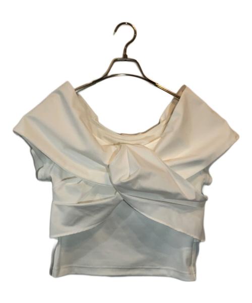 cygne（シーニュ）cygne (シーニュ) リボンオフショルトップス Paniel ホワイト サイズ:SIZE 1の古着・服飾アイテム