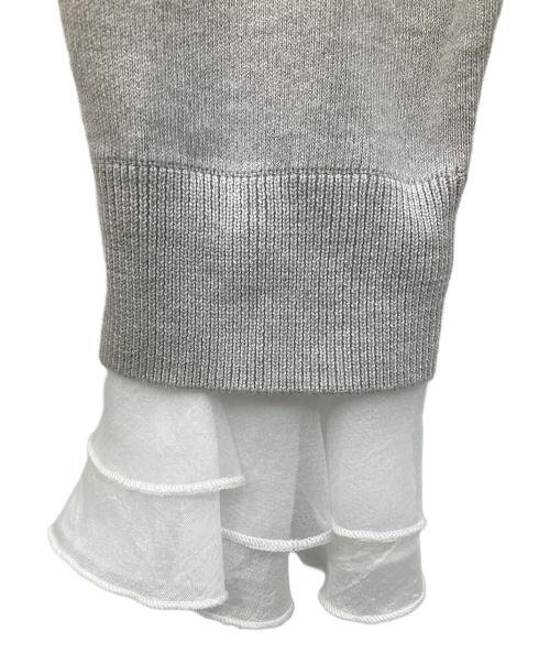 UNITED ARROWS（ユナイテッドアローズ）UNITED ARROWS (ユナイテッドアローズ) オーガンジー ラッフルフリル 4WAY ニット グレー サイズ:FREE 未使用品の古着・服飾アイテム