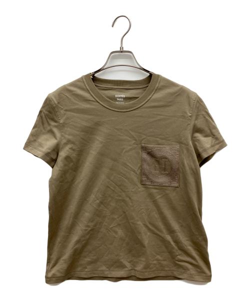 HERMES（エルメス）HERMES (エルメス) 刺繍ポケットTシャツ モカ サイズ:40の古着・服飾アイテム