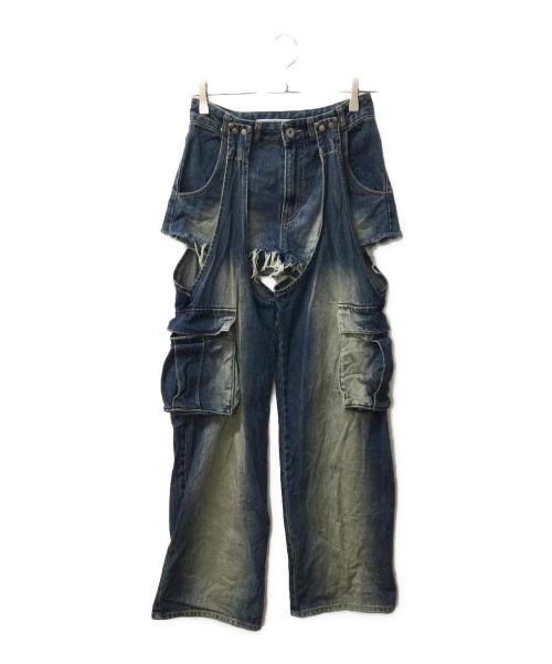 SPIRALGIRL（スパイラルガール）SPIRALGIRL (スパイラルガール) 2WAYカーゴオーバーダイデニム ブルー サイズ:Mの古着・服飾アイテム